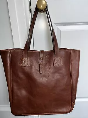 Vtg Polo Ralph Lauren RL Tan Brown Leather Large Tote Bag / Shoulder Bag • $39.99