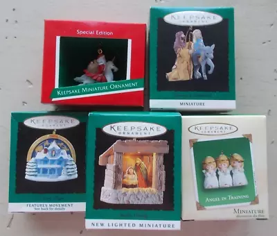 Lot 5 Vtg Hallmark Miniature Christmas Keepsake Ornaments Nativity Angels Santa • $11.99