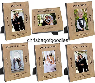 PERSONALISED WEDDING DAY Wooden  PHOTO FRAME THANK YOU Gifts For Presents Party • £17.50