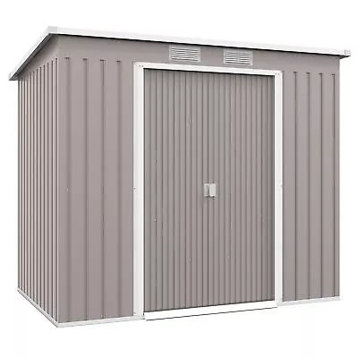 Outsunny 7 X 4ft Metal Garden Storage Shed W/ Double Door & Ventilation Grey • £219.99