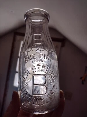 $35 • Buy Antique J. H. Berling Linwood Ohio Or Cincinnati Ohio Dairy Bottle
