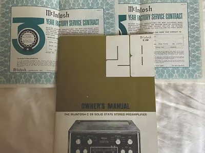 McIntosh C28 FM Stereo Preamplifier  Original Owner's Manual & Service • $54.99