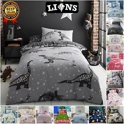 Kids Dinosaur Duvet Cover Set Animal Print Bedding Quilt Covers Single Double • £14.79