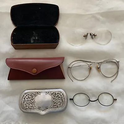3 Vintage Eyeglasses (1 Pinch Frameless Eyeglasses) And 3 Eyeglass Cases   • $19.99
