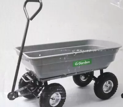 Q GARDEN Poly Dump Cart/ Trolley 150kg/ 330 Lbs Capacity 4-Wheeled NEW - H67 • £46.98