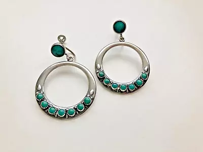 Vintage Pair Native American Old Pawn Sterling & Turquoise Earrings • $25