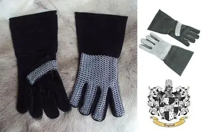 £49 • Buy Medieval Leather Gloves With Chainmail. Gauntlets For Re-enactment Stage & LARP