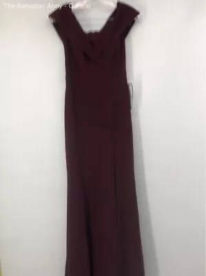 Xscape Womens Wine Red Off The Shoulder Sleeve Back Zip Long Maxi Dress Size 4 • $7.99