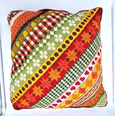 Vintage 1970's Needlepoint Pillow 14  X 14  • $19