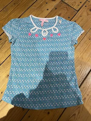 Mim Pi Girls Blue Patterned Tshirt Age 8 Years Old 128cm • £8.99