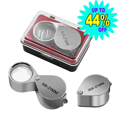 Magnifier Folding Loupe Glass Lens 30x 21mm Diamond Jewelry Magnifying Tools • £3.38