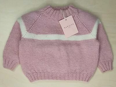 Baby Sweater Pink/White Designer Baby Clothing Fantastic Quality Merino Wool • $23.30