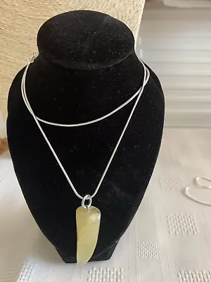 18” 925 Silver Snake Chain With Onyx Horn Of Plenty Pendant • £20