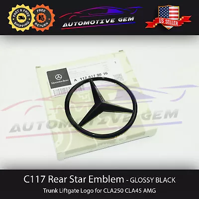 W117 CLA Mercedes GLOSS BLACK Star Emblem Rear Trunk Lid Logo Badge AMG CLA250 • $24.99