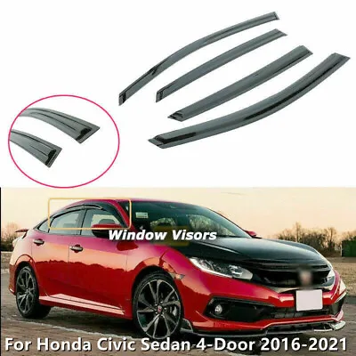 $23.50 • Buy For Honda Civic Sedan 2016-2021 Trim Smoked Tinted Window Visor Rain Guard