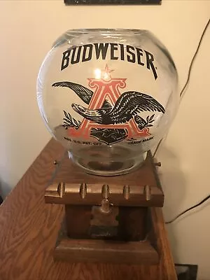 BUDWEISER ANHEUSER BUSCH Vintage Peanut Gumball Dispenser  W/ Glass Globe • $84.99