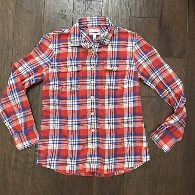 J. CREW Plaid  Boy  Flannel Shirt Size 6 Red Blue Fall Long Sleeve • $18
