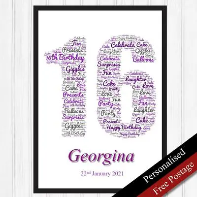 16th Birthday Gifts Girl/Boy Personalised Keepsake. Birthday Gift 16 PRINT ONLY • £4.99