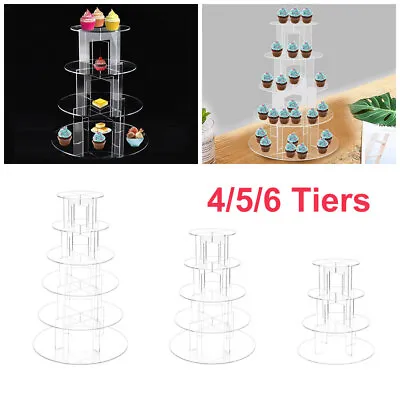 Cupcake Stand Clear Acrylic Round Display Wedding Party Tier Cup Cake Holder • £28.04