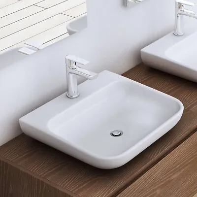 Bathroom Wash Basin Ceramic Counter Top Sink Rounded Rectangular - Clearance • £50