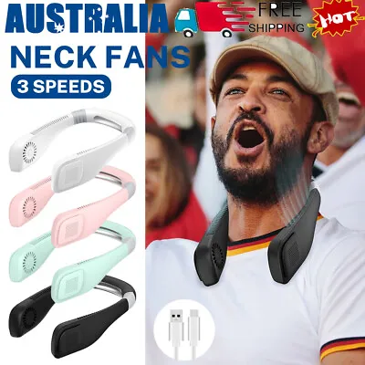 $5.09 • Buy Portable Rechargeable Leafless Neck Fan Cooler USB Dual Effect Neckband Cooling