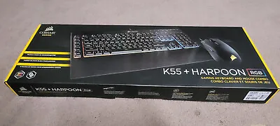 Corsair K55 RGB Pro Keyboard + Harpoon RGB Pro Mouse Combo • $85