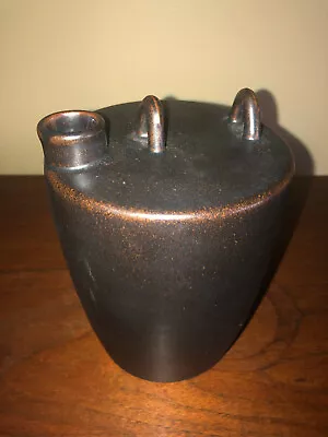 RARE TOYO IKEBANA Mid Century BLACK Ceramic Modernism Japanese VASE 6 H • $57