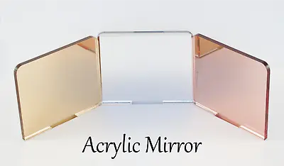 Mirror Acrylic Sheets Gold Silver Bronze Bright Copper Rose Gold Grey 3mm • £13.41