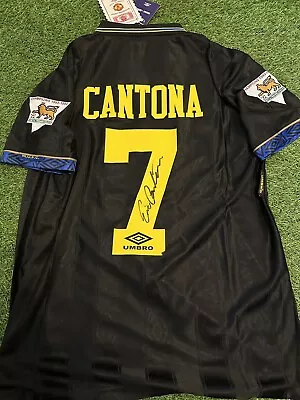 Eric Cantona Hand Signed Man Utd Away Shirt With COA GENUINE AUTOGRAPH • £99