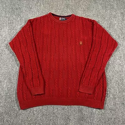 VINTAGE Chap Ralph Lauren Cable Knit Sweater Adult Large Red Crest Fisherman RL • $23.99