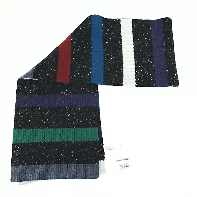 Paul Smith Wool Ribbed Striped Block Winter Scarf Mens Accessories 11x64 NWT • $24