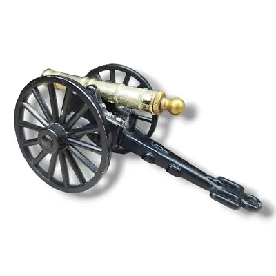 Miniature Spring Loaded Toy Cannon Made In Italy Cast Metal & Brass GP ART 374 • $14.24