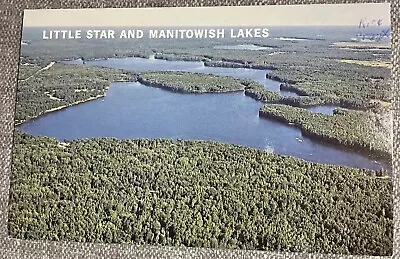 Manitowish WI Aerial View Little Star And Manitowish Lakes Postcard Wisconsin • $2.49
