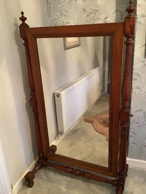 £190 • Buy Lovely Antique Pitch Pine Cheval Mirror In Great Condition Victorian 