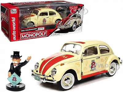 1963 Volkswagen Beetle Free Parking & Mr Monopoly Figure 1/18 Auto World Awss141 • $99.99