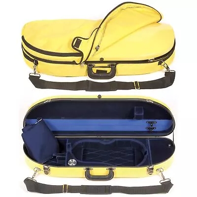 Bobelock 1047 Yellow Fiberglass Half Moon 4/4 Violin Case Blue Velvet Interior • $292.40