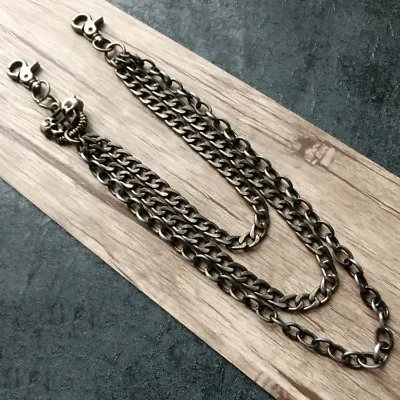 Vintage Long Strong Leash Biker Trucker Key Jean Heavy Wallet Chain Skull Bullet • $10.79