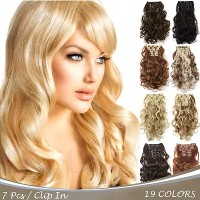 OneDor 20  Curly Full Head Synthetic Clip In Hair Extensions Hairpieces 7 Pcs • $14.99