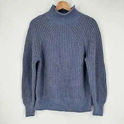 J. Crew Sweater Relaxed Roll Neck Blue Size S Cotton Slouchy Soft  • $35