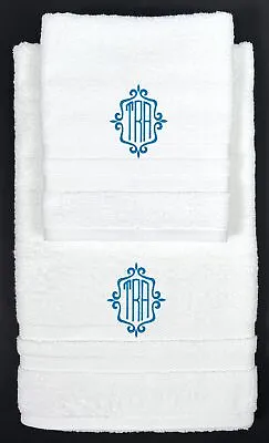 Personalized Filigree Monogram Embroidered Logo Bath & Hand Towel Set Brand New • $39.98