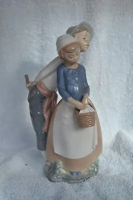 Nao By Lladro Boy Courting Girl  With Basket  12 Tall   Porcelain Figurine • £20