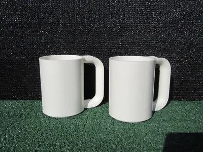 Vintage Set Of 2 Heller By Massimo Vignelli White Melamine 4  Coffee Mugs Cups • $13.40