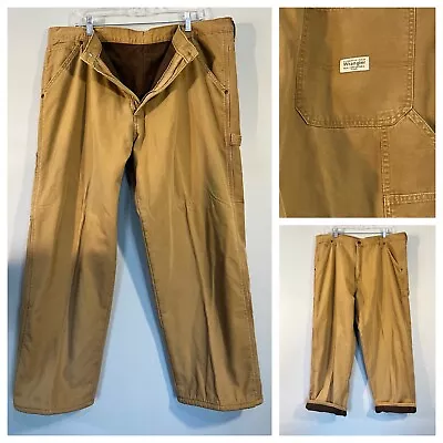 Wrangler Carpenter Pants Fleece Lined 38x30 Canvas Workwear Baggy Vintage • $19.99