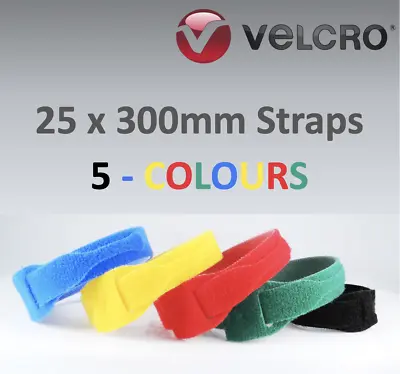 £4.95 • Buy Genuine Velcro® 25mmX300mm One-Wrap Straps Utility Cable Zip Tie Cleat Hook Loop