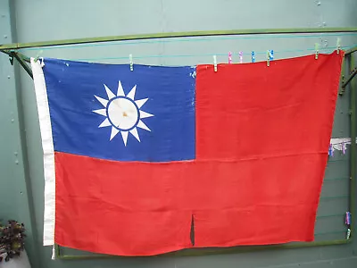 1950s ? Old Taffeta FLAG Vintage Flag Of TAIWAN 202cm X 150cm • $45