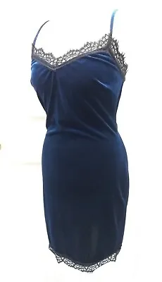 Red Herring Royal Blue Velvet And Lace Fitted Cocktail Party Dress Size 10 • £12.99