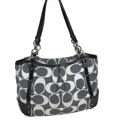 Coach 29321E Alexandra Chain Shantung Tote Bag Shoulder Handbag Gray Black • $156.76