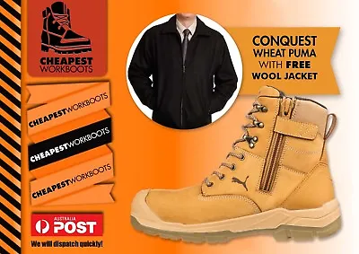 $244.99 • Buy Work Boots PUMA 630727 Conquest Zip  + FREE Wool Blend XXL Jacket + FREE 30 Pens