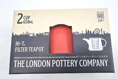 Teapot London Pottery HI-T Filter 2 Cup Teapot Boxed Salmon Red Colour 650 Ml • £9.95
