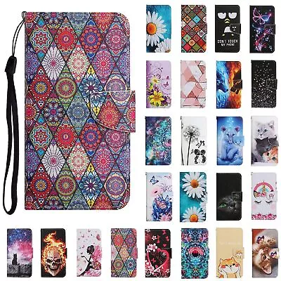 For Samsung S9 S10 S20FE S21 Patterned Magnetic Flip Leather Wallet Case Cover • $14.89